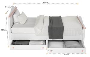 Detská posteľ s matracom LALI - 90x200, biela / ružová