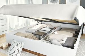 Manželská posteľ s úložným priestorom NEREA - 160x200, dub stirling / biela