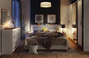 Manželská posteľ s úložným priestorom NEREA - 160x200, dub stirling / biela
