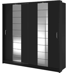 Šatníková skriňa 220 cm s posuvnými dverami MAWELYN 9 - čierna + LED osvetlenie ZDARMA
