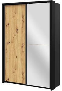 Šatníková skriňa so zrkadlom 160 cm MAWELYN 12 - dub artisan / čierna