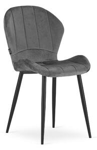 Sivá zamatová stolička TERNI s čiernymi nohami