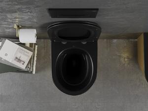 Mexen Lena, závesná toaletná misa 480x360x355 mm s pomaly padajúcim sedátkom, čierna matná - zlatý vzor, 30224077