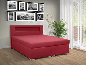 Čalúnená posteľ s úložným priestorom Tango 140 Farebné provedení: Savana červená 60, Typ čela: C - LED osvětlení