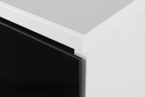 Obývacia stena s LED osvetlením SALIMA - biela / lesklá čierna