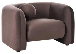 Kreslo tmavohnedé zamatové čalúnenie okrúhly vankúš retro glamour art deco štýl obývačka spálňa