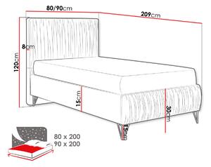 Čalúnená jednolôžková posteľ 90x200 HILARY - šedá