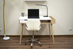 Sivo-biele kancelárske kreslo AVOLA z eko kože