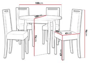 Okrúhly jedálenský stôl so 4 stoličkami SILLE 8 - biely / béžový