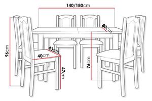Rozkladací jedálenský stôl so 6 stoličkami SILLE 12 - biely / hnedý