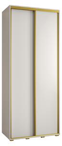 Šatníková skriňa YVONA 1 - 100/45 cm, biela / zlatá