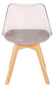Transparentná stolička so sivým sedadlom CAMILA