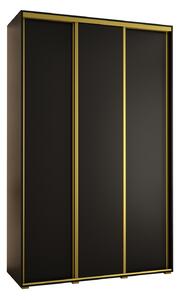 Šatníková skriňa YVONA 1 - 150/45 cm, čierna / zlatá