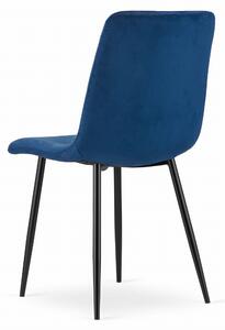 Modrá zamatová stolička TURIN s čiernymi nohami