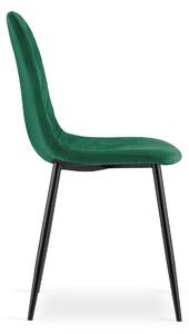 Zelená zamatová stolička ASTI s čiernymi nohami
