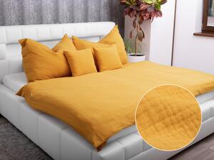 Biante Mušelínové posteľné obliečky Nature MSN-007 Horčicové Jednolôžko 140x200 a 70x90 cm