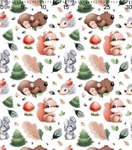 Metráž látka bavlna veverička, ježko, medveď | RTex