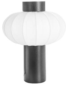 Stolná lampa čierna kov železo nylonové tienidlo kaučukové drevo moderná obývacia izba spálňa