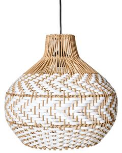 Závesná lampa biela ratanové tienidlo železný rám závesná lampa boho štýl osvetlenie
