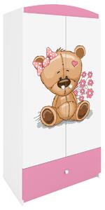 Kocot kids Detská skriňa Babydreams 90 cm medveď s kvetmi ružová