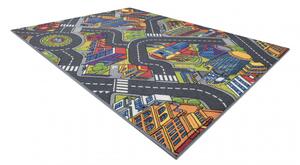 Detský koberec REBEL ROADS Urban life 97 Metropolis, ulice protišmykový - sivý