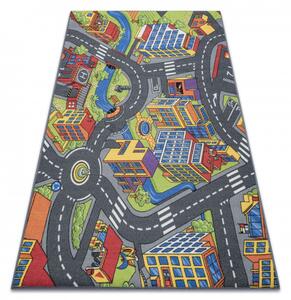 Detský koberec REBEL ROADS Town life 97 Veľké mesto, ulice protišmykový - sivý