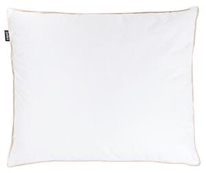 Vankúš na spanie trojkomorový biely kačacie perie a páperie 50 x 60 cm prémiový bavlnený poťah