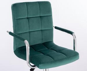 LuxuryForm Barová stolička VERONA VELUR na striebornom tanieri - zelená