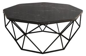 Hanah Home Konferenčný stolík Diamond 90 cm čierny mramor