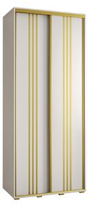 Šatníková skriňa YVONA 6 - 100/45 cm, biela / zlatá