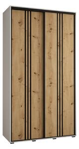 Šatníková skriňa ASIRI 6 - 130/45 cm, biela / dub artisan / čierna