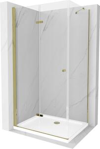 Mexen Lima sprchovací kút 80x90cm, 6mm sklo, zlatý profil - číre sklo + Slim sprchová vanička - 856-080-090-50-00-4010