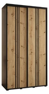 Šatníková skriňa ASIRI 6 - 140/60 cm, čierna / dub artisan / čierna