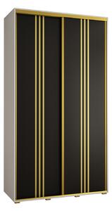 Šatníková skriňa ASIRI 6 - 130/60 cm, biela / čierna / zlatá