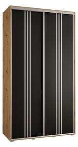 Šatníková skriňa ASIRI 6 - 130/45 cm, dub artisan / čierna / strieborná