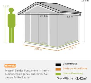 Outsunny – domček na náradie so základmi, prístrešok na náradie, záhradný domček, prístrešok, oceľový, zelený