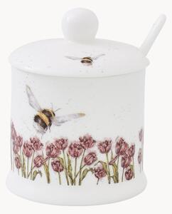 Cukornička z jemného kostného porcelánu's lyžičkou Bee
