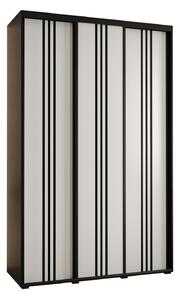 Šatníková skriňa YVONA 6 - 150/45 cm, čierna / biela / čierna
