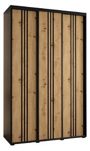 Šatníková skriňa ASIRI 6 - 150/60 cm, čierna / dub artisan / čierna