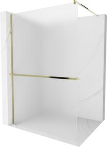 Mexen Kioto+, sprchová zástena s poličkou a držiakom na uteráky 80 x 200 cm, 8mm námraza sklo, zlatý profil, 800-080-121-50-30