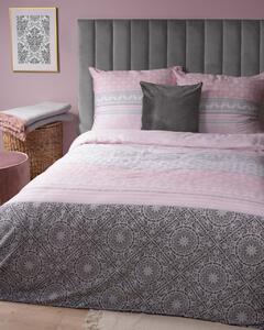 Vzorovaná ružová posteľná bielizeň z bavlneného saténu Ružová