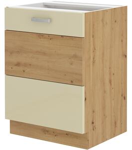 NovýNábytok.sk Dolná kuchynská skrinka Arryn 60 D 1F BB (dub artisan + lesk krémový). Vlastná spoľahlivá doprava až k Vám domov. 1024722