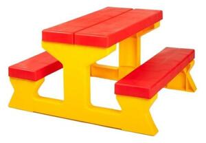 STAR PLUS Detský záhradný nábytok - Stôl a lavičky červeno-žltý
