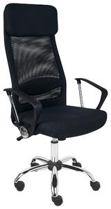 Kancelárska stolička čierna sieťovina výškovo nastaviteľná otočná s opierkami ergonomický tvar