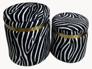 Čalúnené zamatové taburetky Wild Zebra, 2 ks