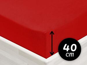 Jersey napínacie prestieradlo na extra vysoký matrac JR-007 Sýto červené 200 x 220 - výška 40 cm