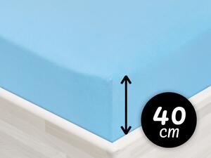 Jersey napínacie prestieradlo na extra vysoký matrac JR-017 Azúrovo modré 140 x 200 - výška 40 cm