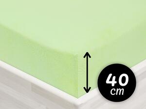 Jersey napínacie prestieradlo na extra vysoký matrac JR-018 Pastelovo zelené 80 x 200 - výška 40 cm