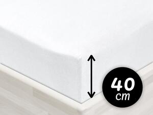 Jersey napínacie prestieradlo na extra vysoký matrac JR-031 Biele 200 x 200 - výška 40 cm