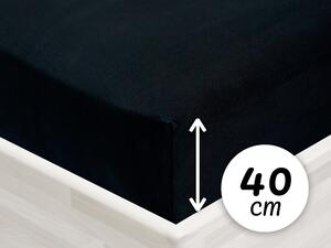 Jersey napínacie prestieradlo na extra vysoký matrac JR-030 Čierne 200 x 200 - výška 40 cm
